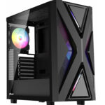 Ruix CV203 ATX Computer Gaming PC Case Mid Tower Black With 4 Fans 120mm Pre-Installed,Tempered Glass Side Panel USB3.0 Perfect Air Vent